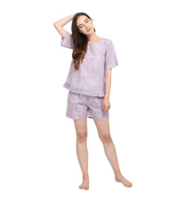 Womens Cotton Solid Short Night Suits